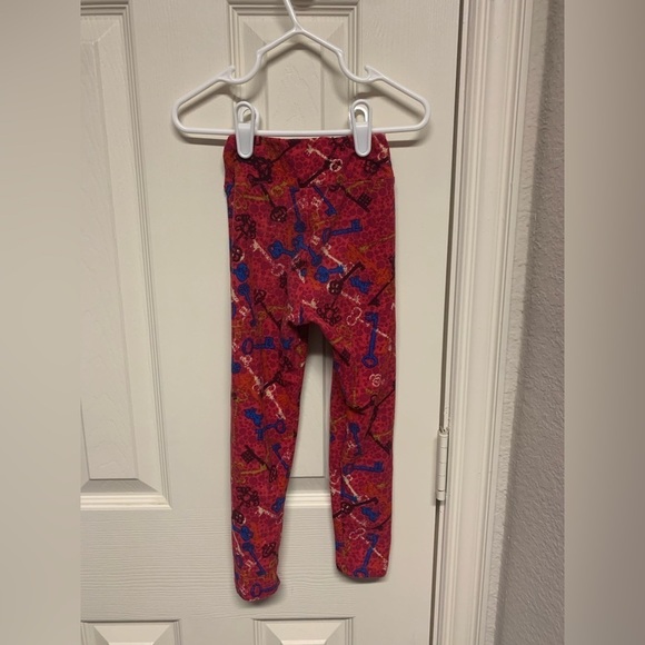 LuLaRoe matching leggings set keys red blue coordinating pair stretchy comfy EUC - Picture 9 of 13